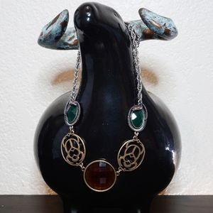 Lucky Brand Beetle Snake Silver Gemstone Necklace